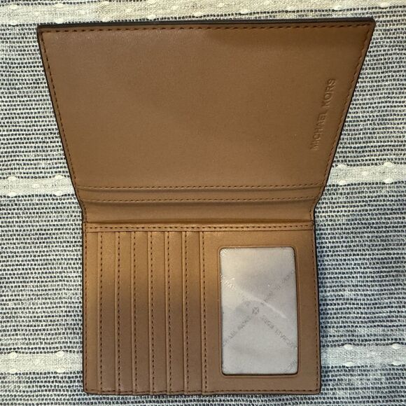 Michael Kors Jet Set Travel Passport Holder Wallet MK Logo Brown Wallet - Picture 3 of 6